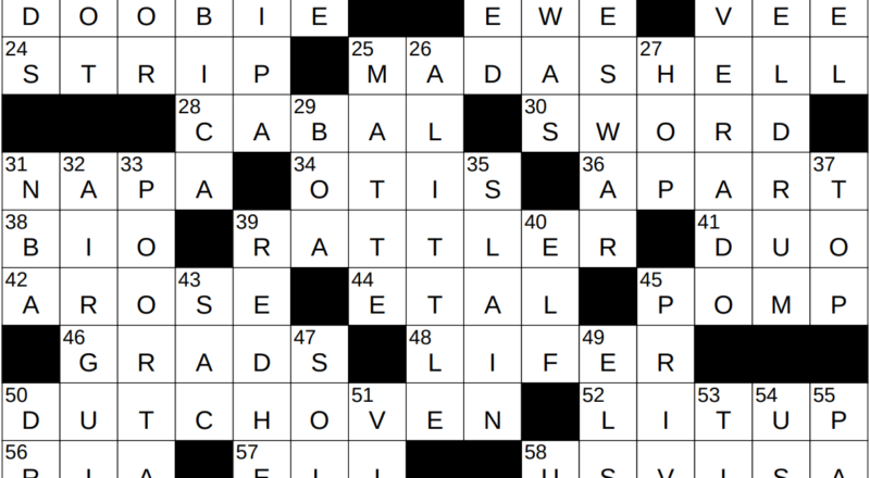 0222 24 NY Times Crossword 22 Feb 24 Thursday NYXCrossword