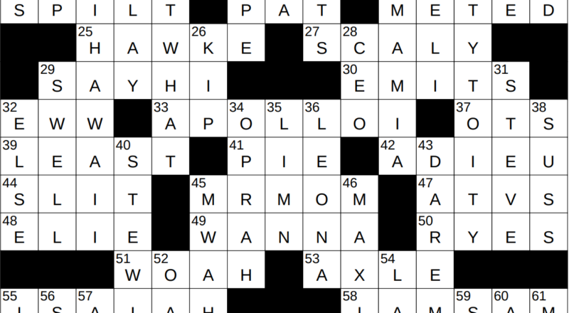 0424 24 NY Times Crossword 24 Apr 24 Wednesday NYXCrossword