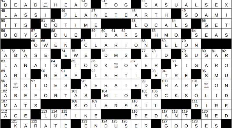 0501 22 NY Times Crossword 1 May 22 Sunday NYXCrossword