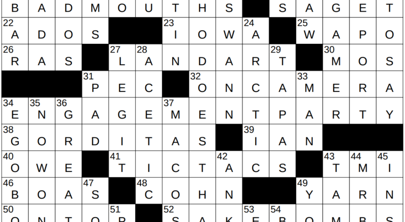 0728 23 NY Times Crossword 28 Jul 23 Friday NYXCrossword