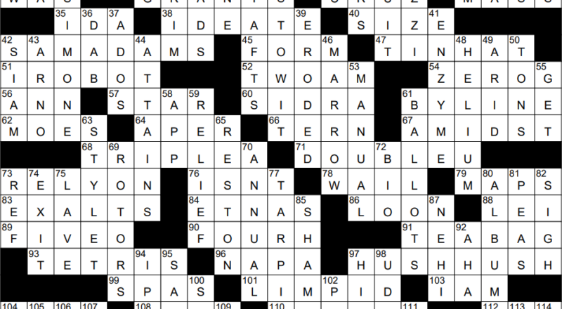 0807 22 NY Times Crossword 7 Aug 22 Sunday NYXCrossword