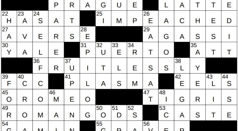 0807 25 NY Times Crossword 7 Aug 25 Thursday NYXCrossword