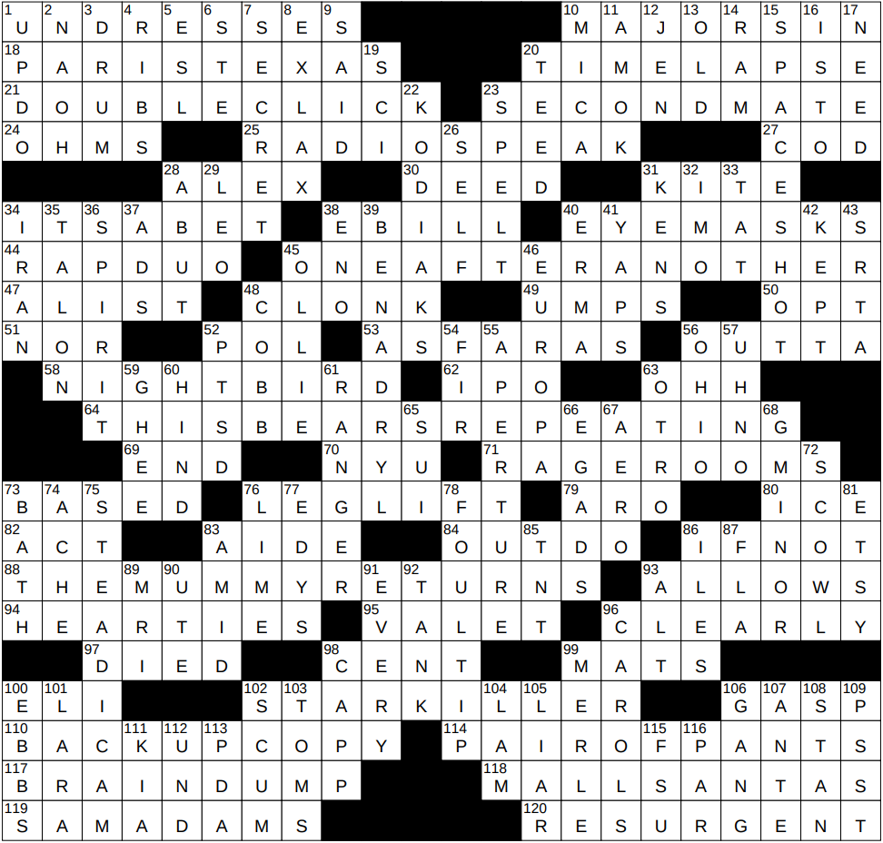 resistance units crossword clue