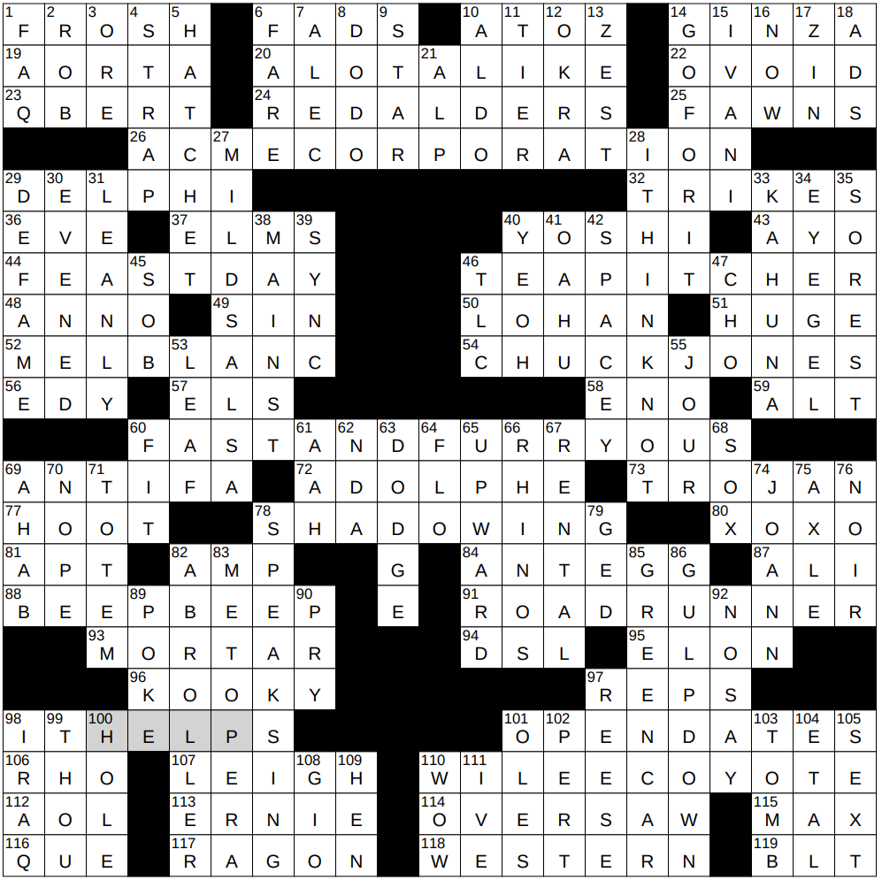 dr bugs nyt crossword dr bugs nyt crossword
