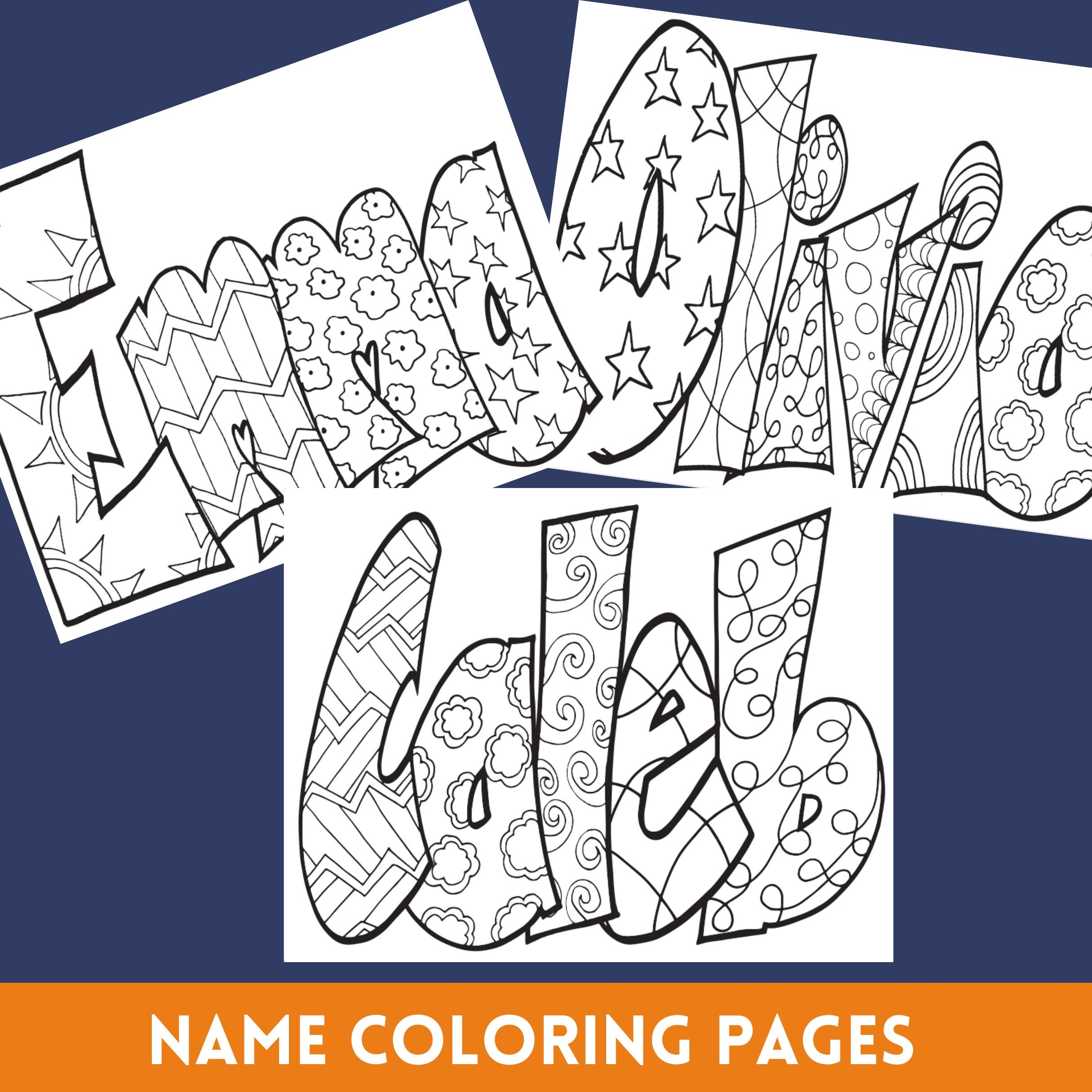 1 Name Coloring Page One Day Delivery Classic Style Pdf bulk Options In Description Personalized Coloring Sheet Etsy
