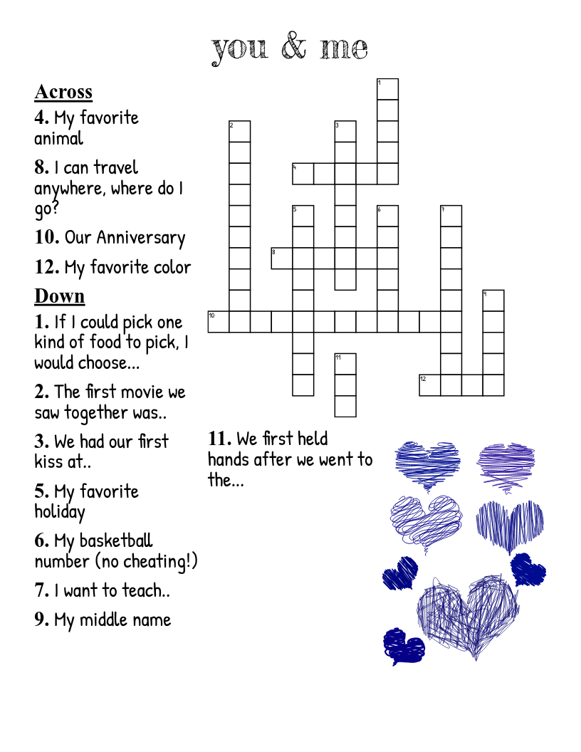1 Year Anniversary Crossword Puzzle WordMint