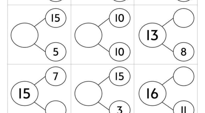 10 Printable Number Bonds Math Worksheets Numbers 1 To 20 Kindergarten First Grade Homeschool Etsy Denmark