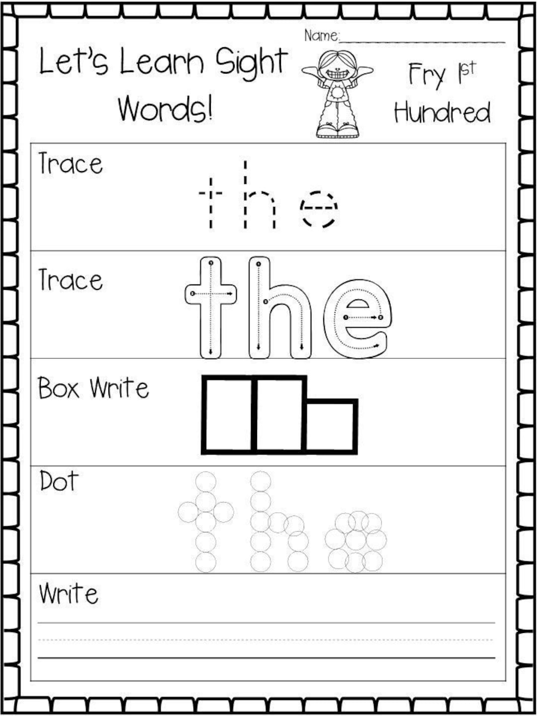 sight words worksheets for kindergarten sight words worksheets for kindergarten