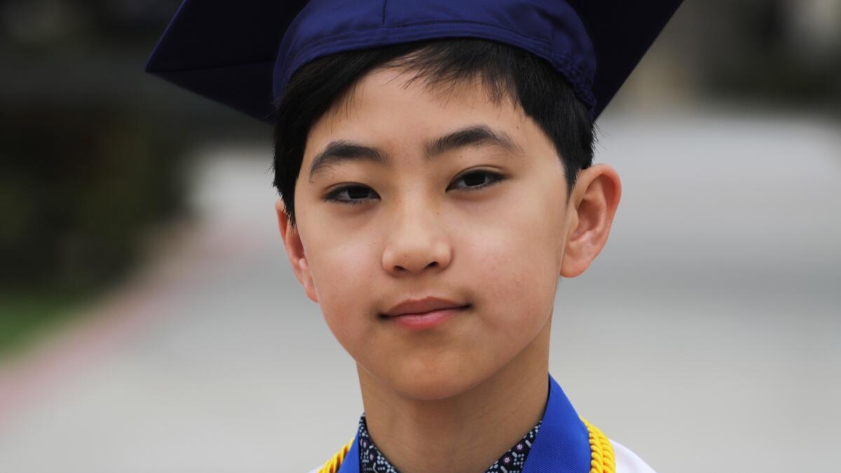 12 year old To Be Youngest To Graduate From Fullerton College With Five Degrees Los Angeles Times