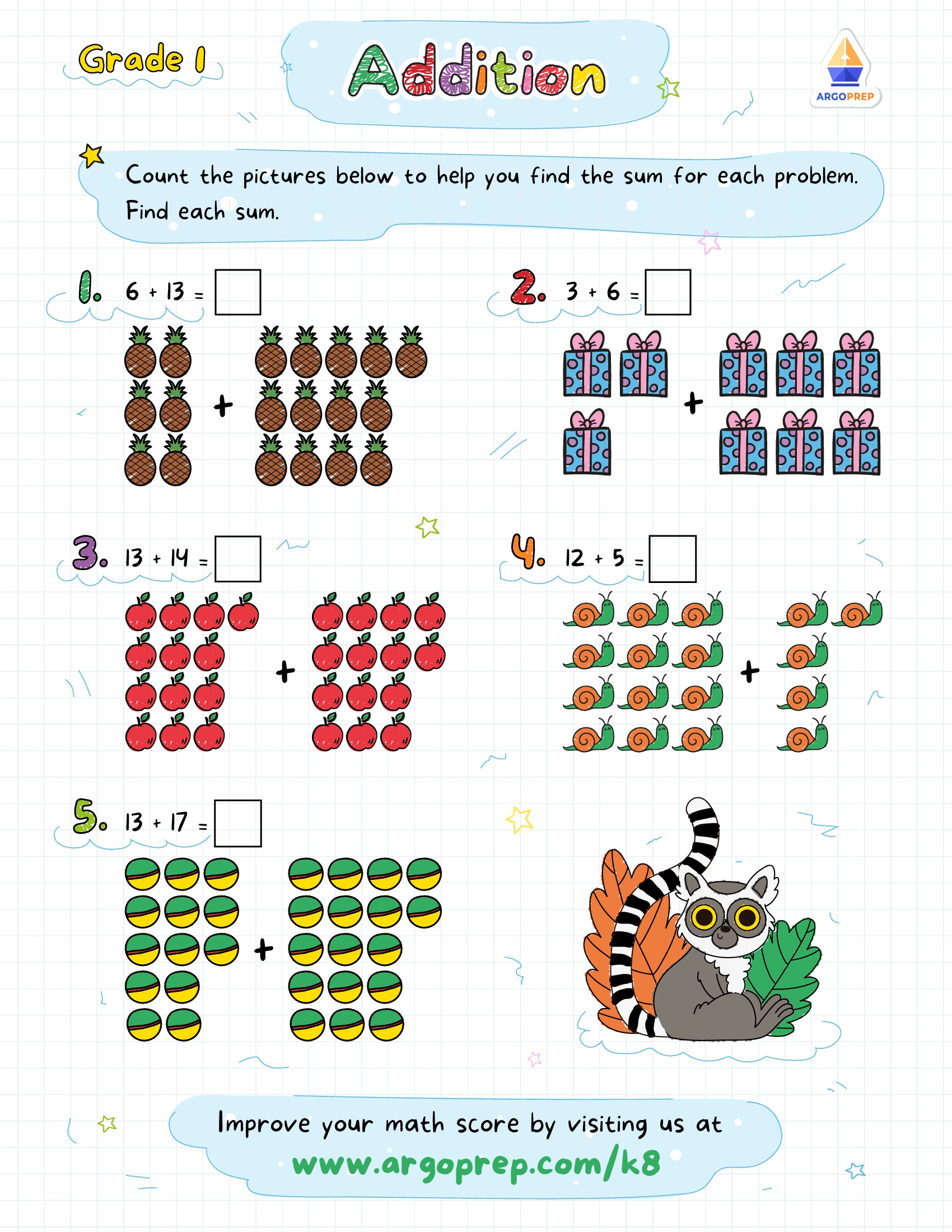 free math worksheets for 1st grade