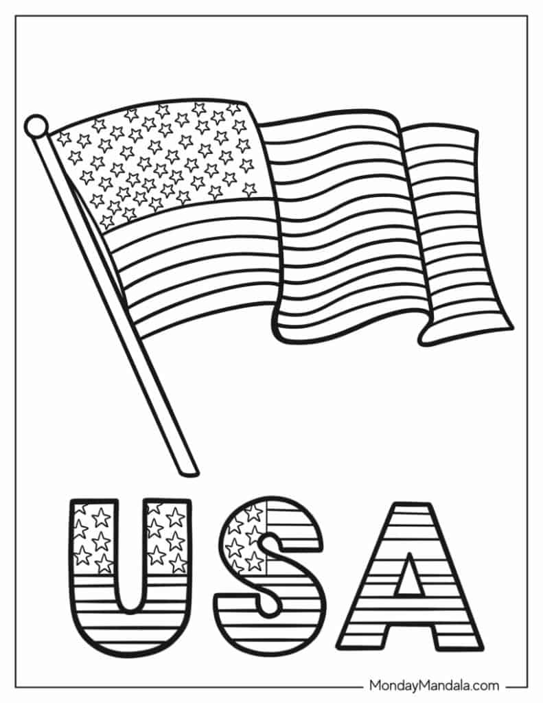 flag usa coloring page