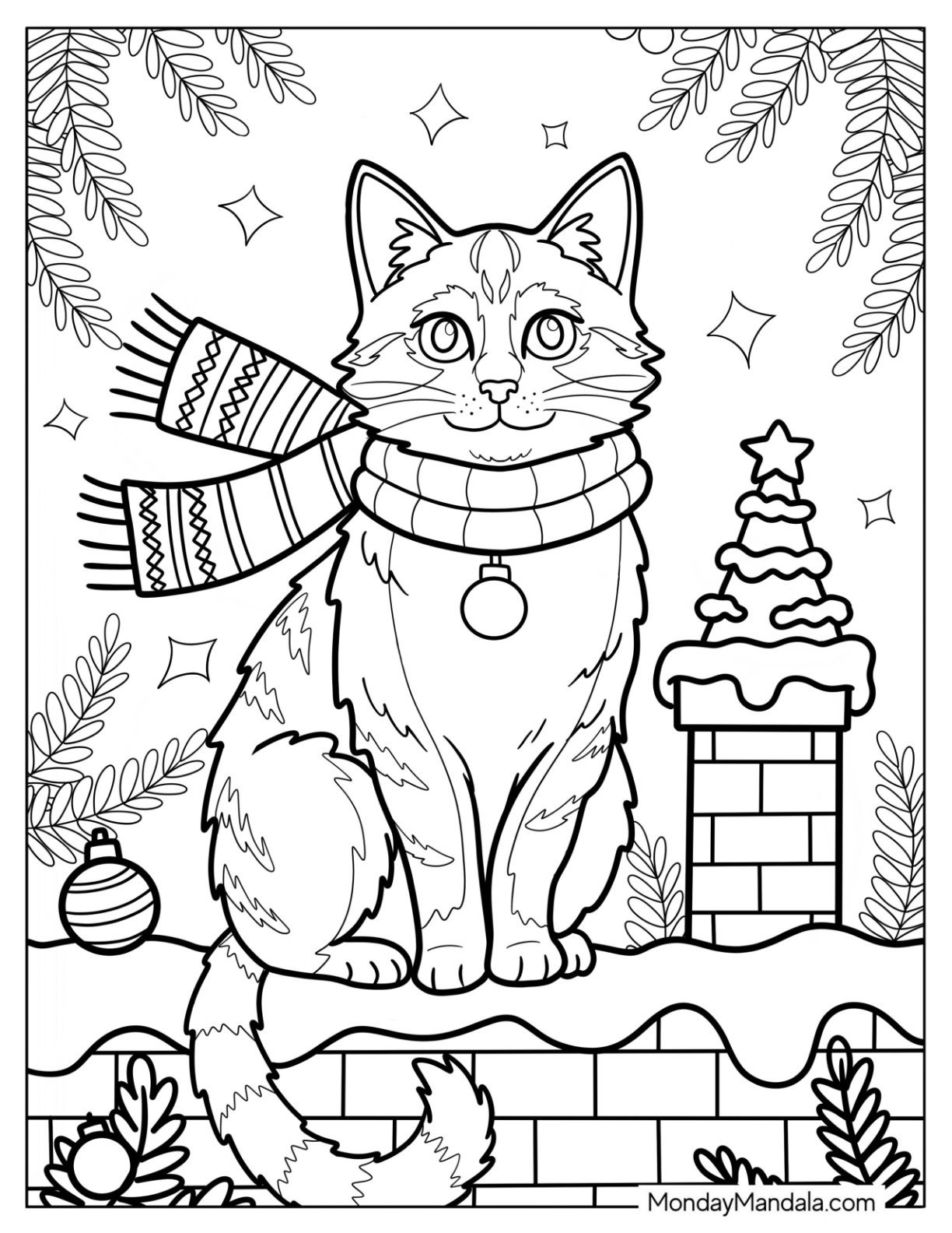 20 Christmas Cat Coloring Pages Free PDF Printables 