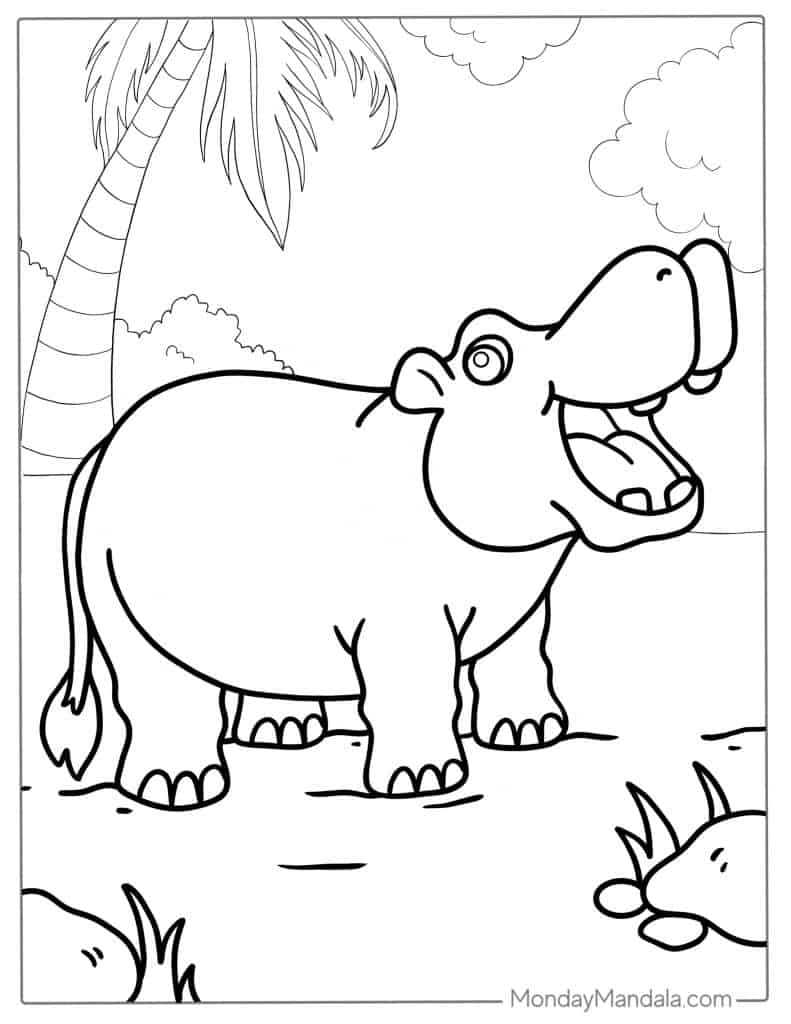 22 Hippo Coloring Pages Free PDF Printables 