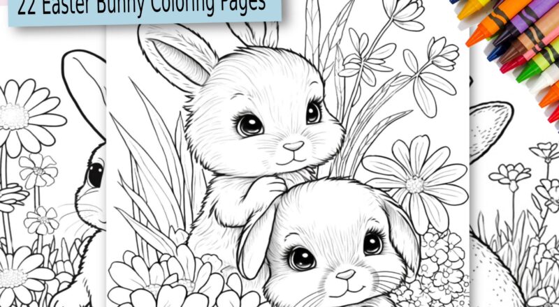 22 Printable Easter Bunny Coloring Pages For Kids Etsy