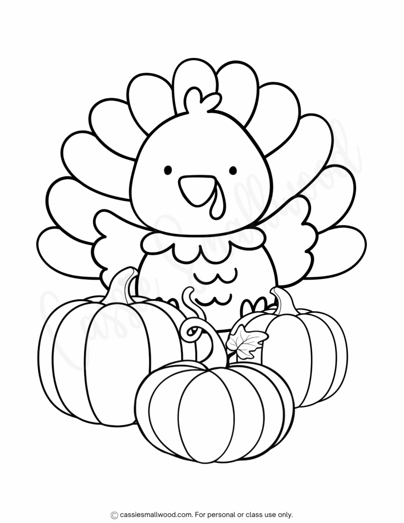 24 CUTE Turkey Coloring Pages Cassie Smallwood