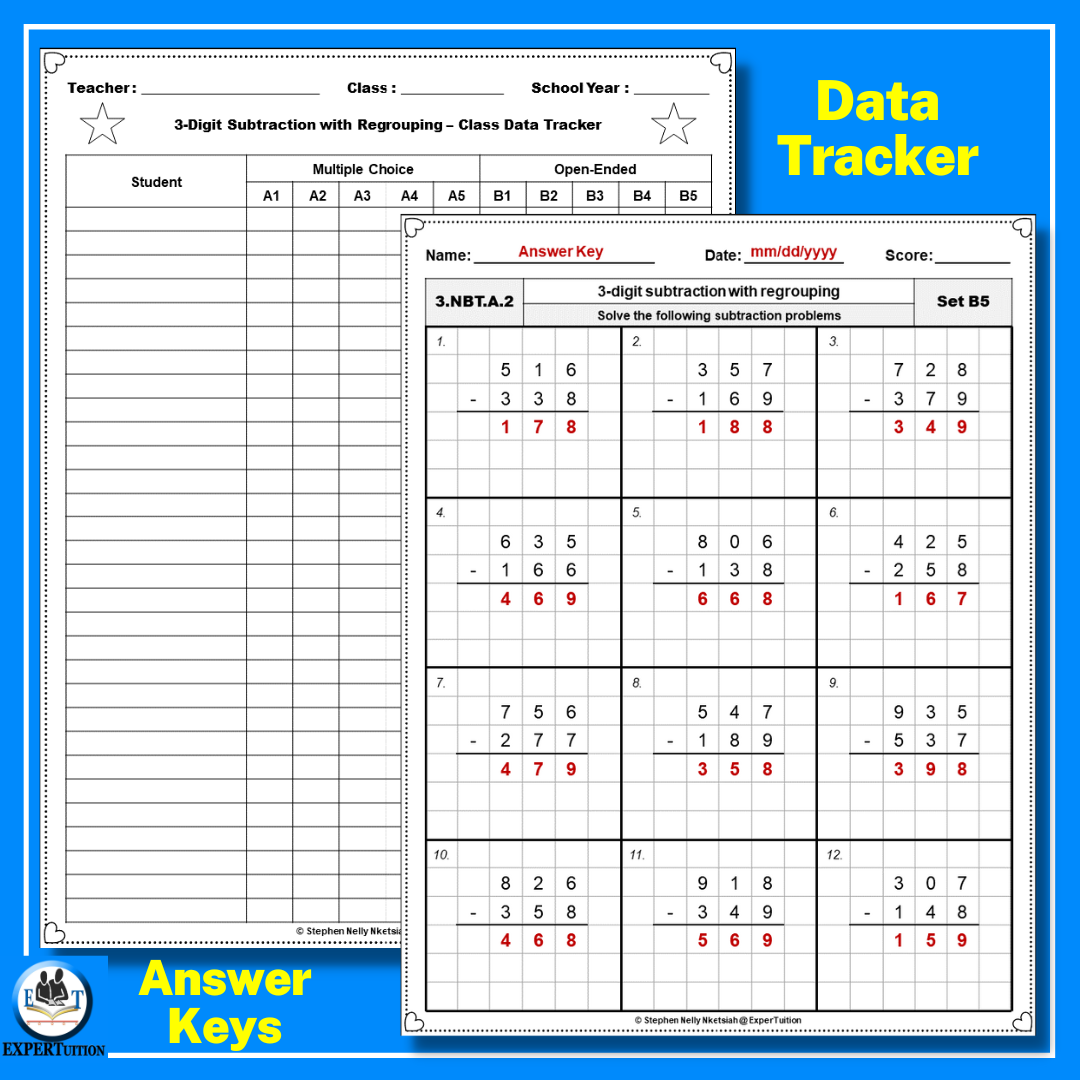 3 Digit Subtraction With Regrouping Worksheets ExperTuition 3 Digit Subtraction With Regrouping Worksheets ExperTuition