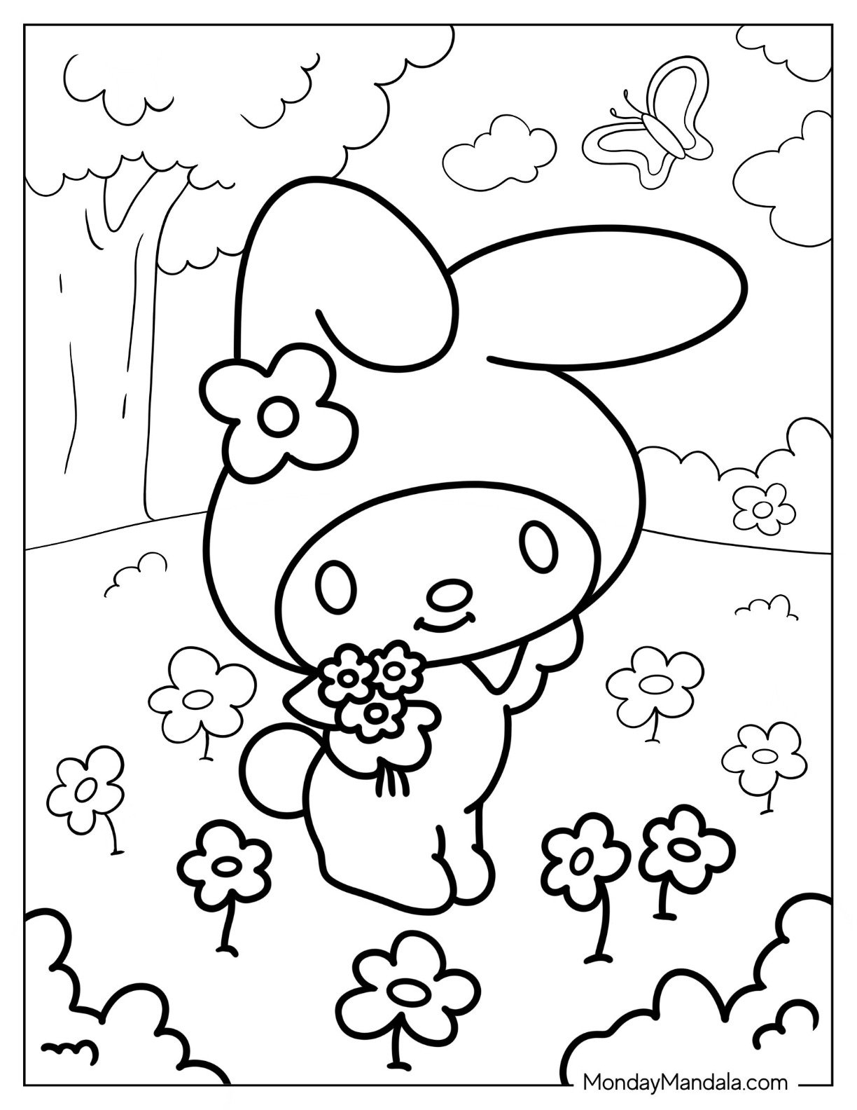 marshmallow hello kitty coloring page