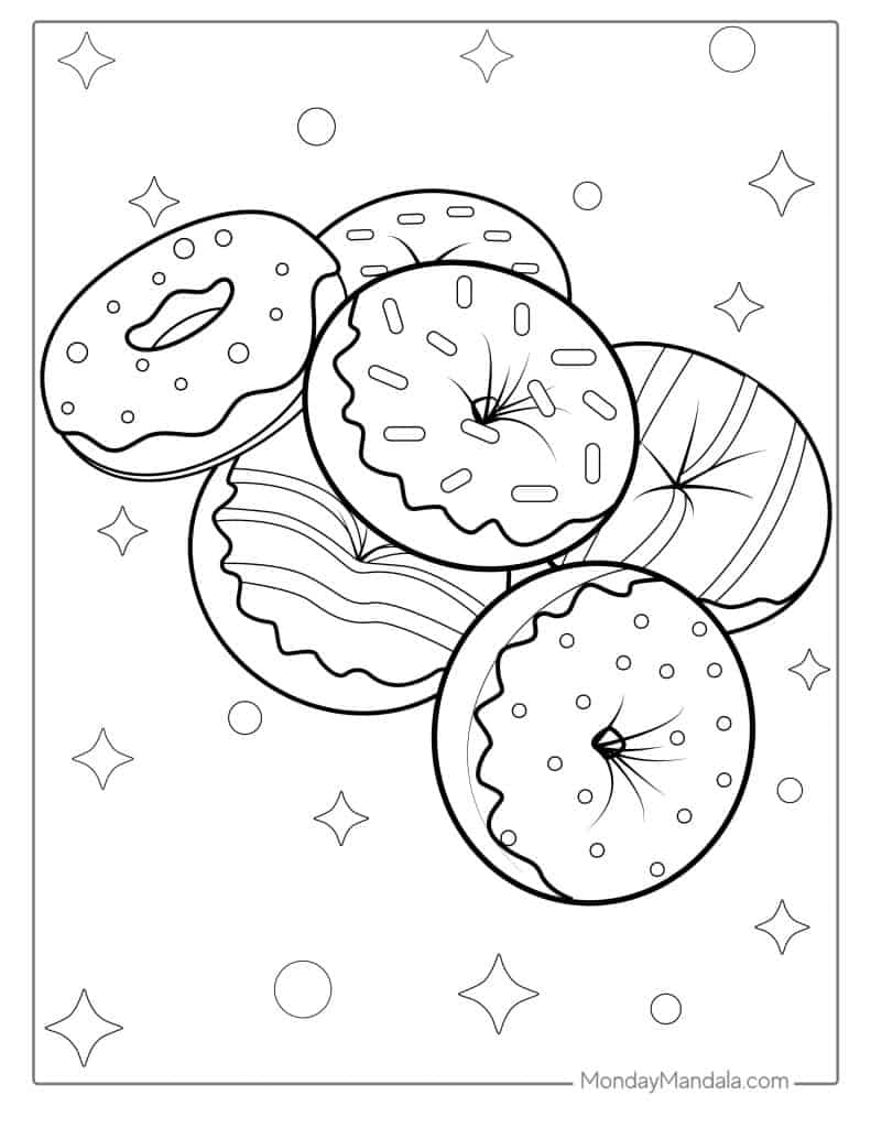 31 Donut Coloring Pages Free PDF Printables 