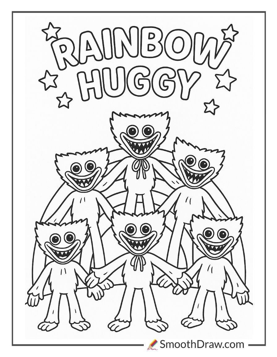 34 Huggy Wuggy Coloring Pages Smooth Draw