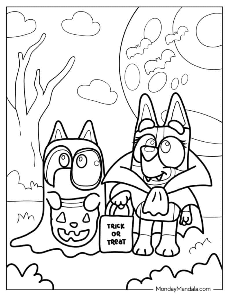 bluey halloween coloring pages bluey halloween coloring pages