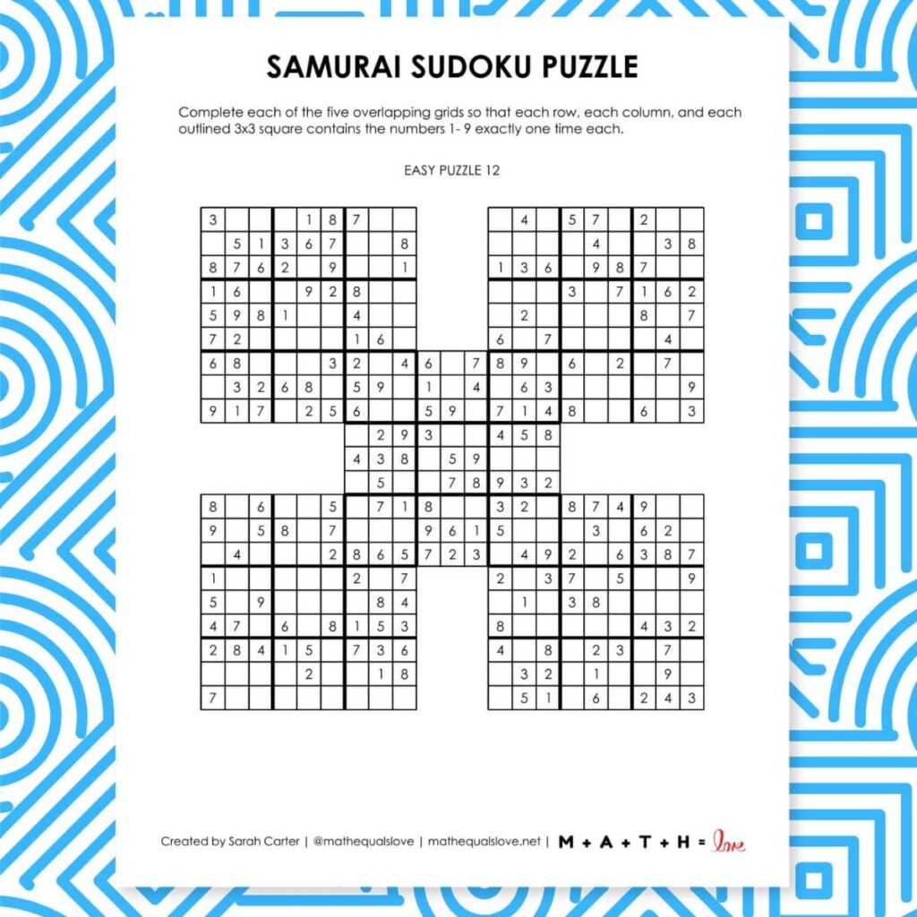36 FREE Samurai Sudoku Printable Puzzles PDF 36 FREE Samurai Sudoku Printable Puzzles PDF