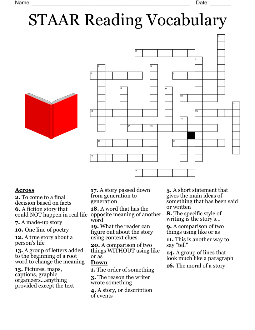 3rd Grade ELA Crossword WordMint 3rd Grade ELA Crossword WordMint