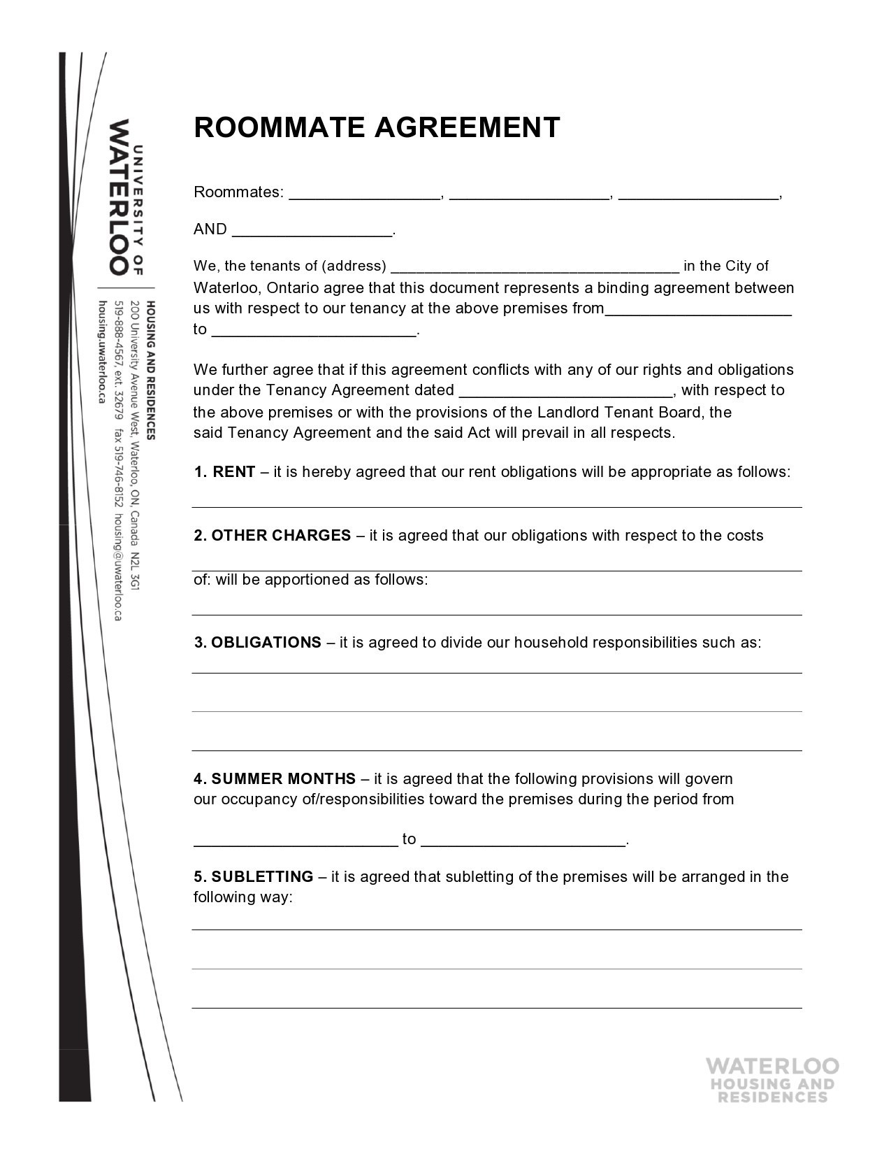 40 Free Roommate Agreement Templates Forms Word PDF 