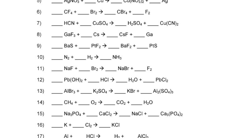 49 Balancing Chemical Equations Worksheets with Answers