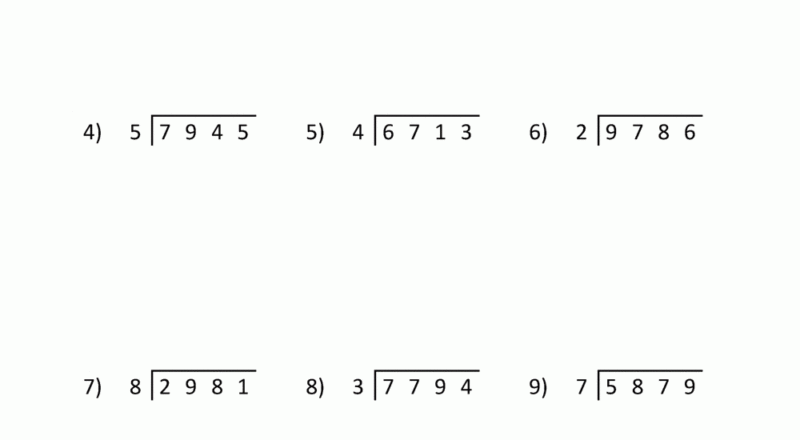 4th Grade Long Division Worksheets