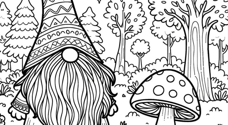 5 Gnome Coloring Pages Enchanted Gnome Coloring Page Fantasy Gnome Coloring Etsy