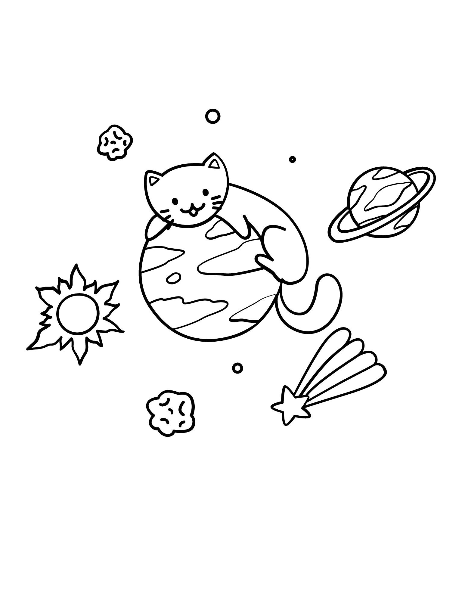 5 Printable Cats In Space Coloring Pages Etsy