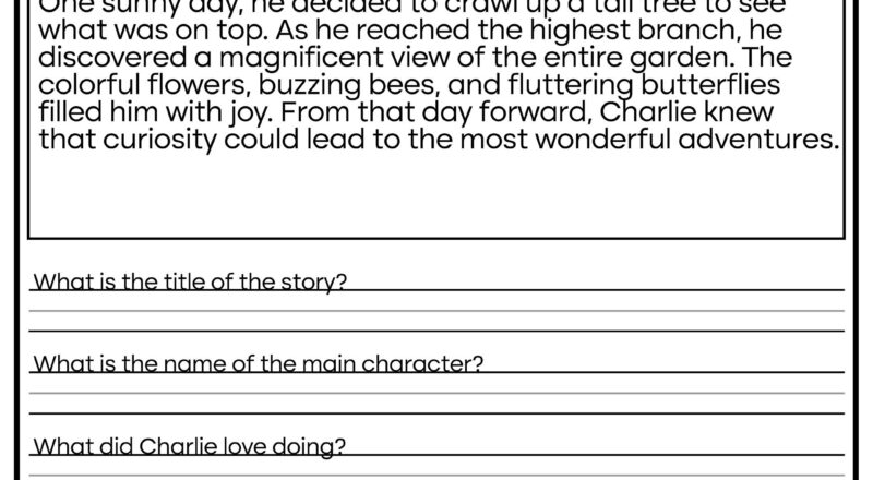 5 Printable Reading Comprehension English Worksheets ages 4 7 KG1 To Grade 2 Etsy