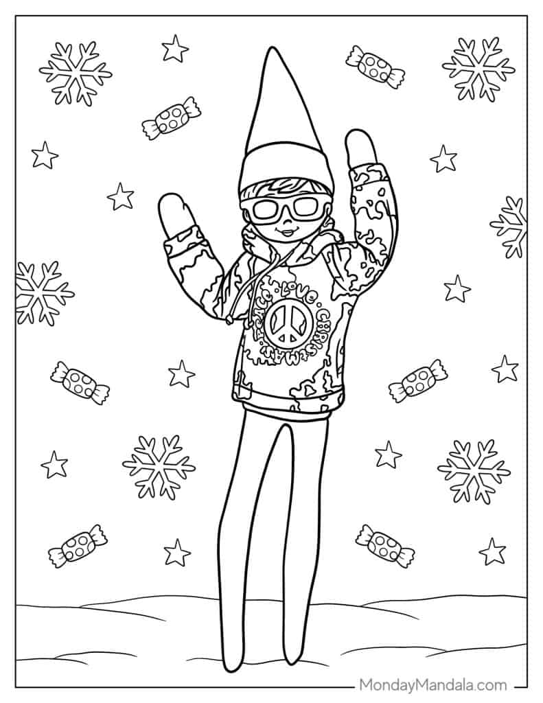 50 Elf Coloring Pages Free PDF PRintables 