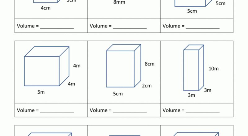 5th Grade Volume Worksheets