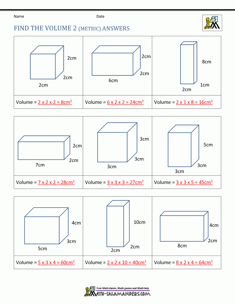 5th Grade Volume Worksheets 5th Grade Volume Worksheets