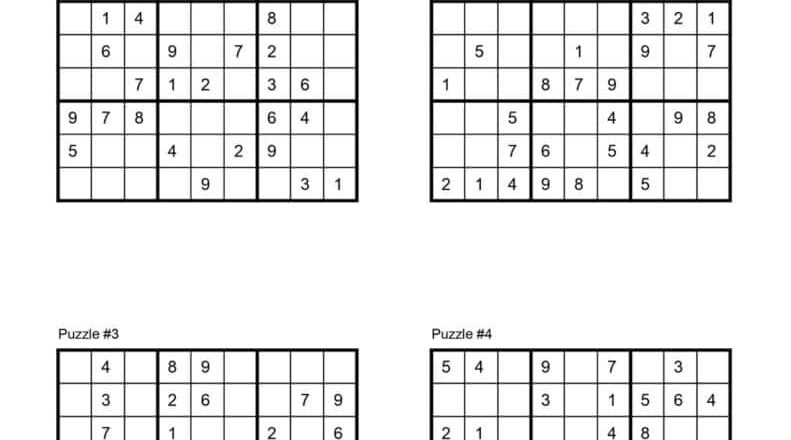 72 Free Printable Sudoku Puzzles SaturdayGift