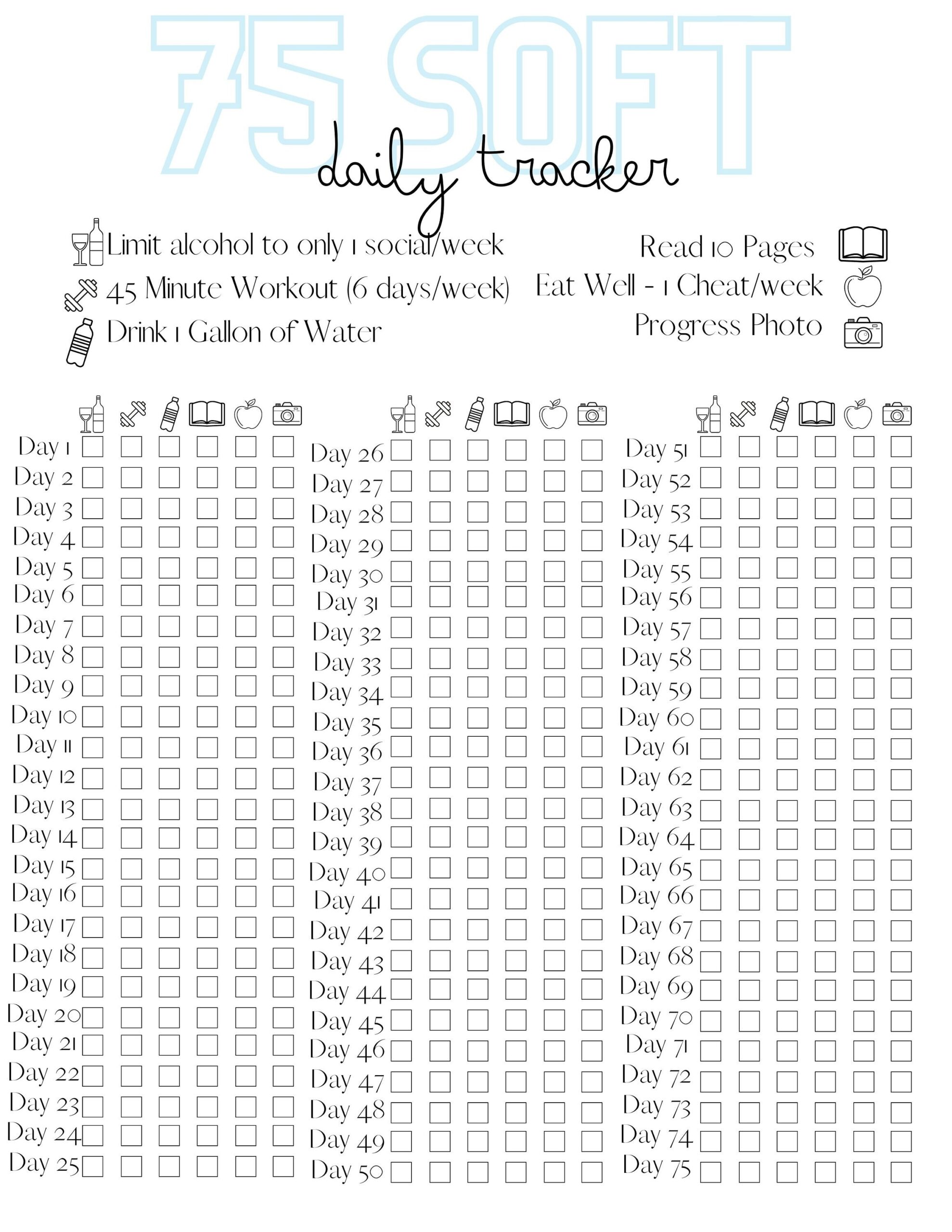 75 soft challenge printable free