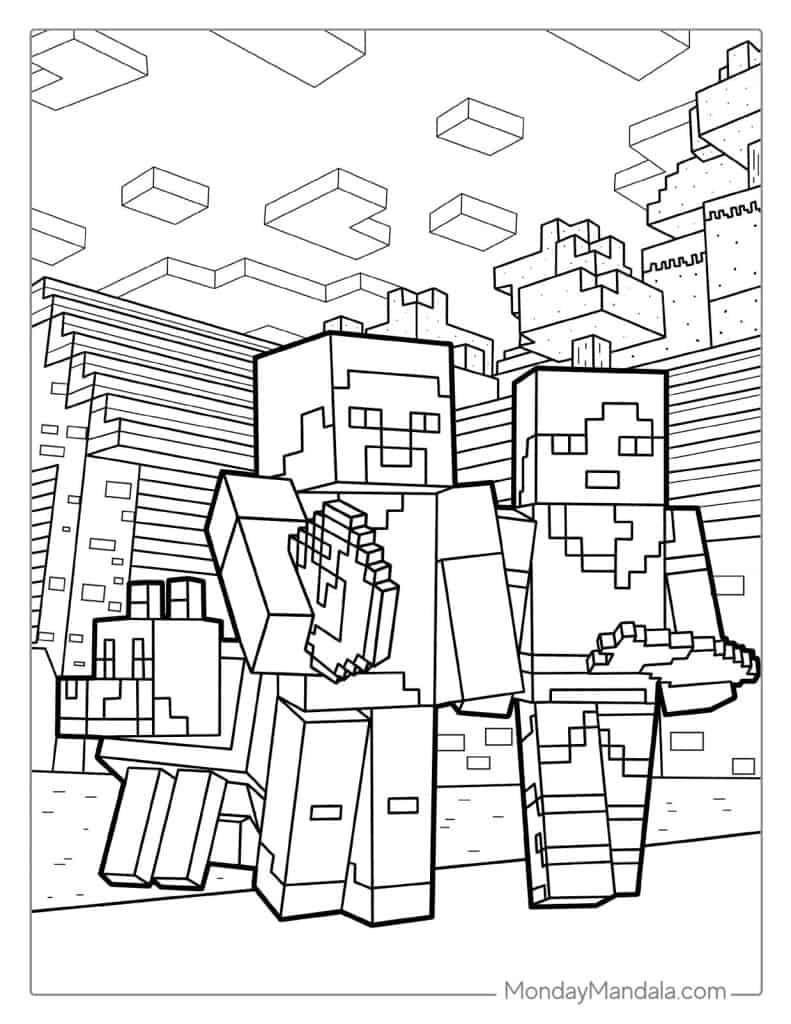 minecraft steve coloring pages