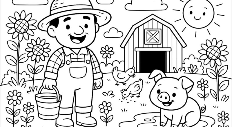 A Happy Day On The Farm Farm Coloring Pages