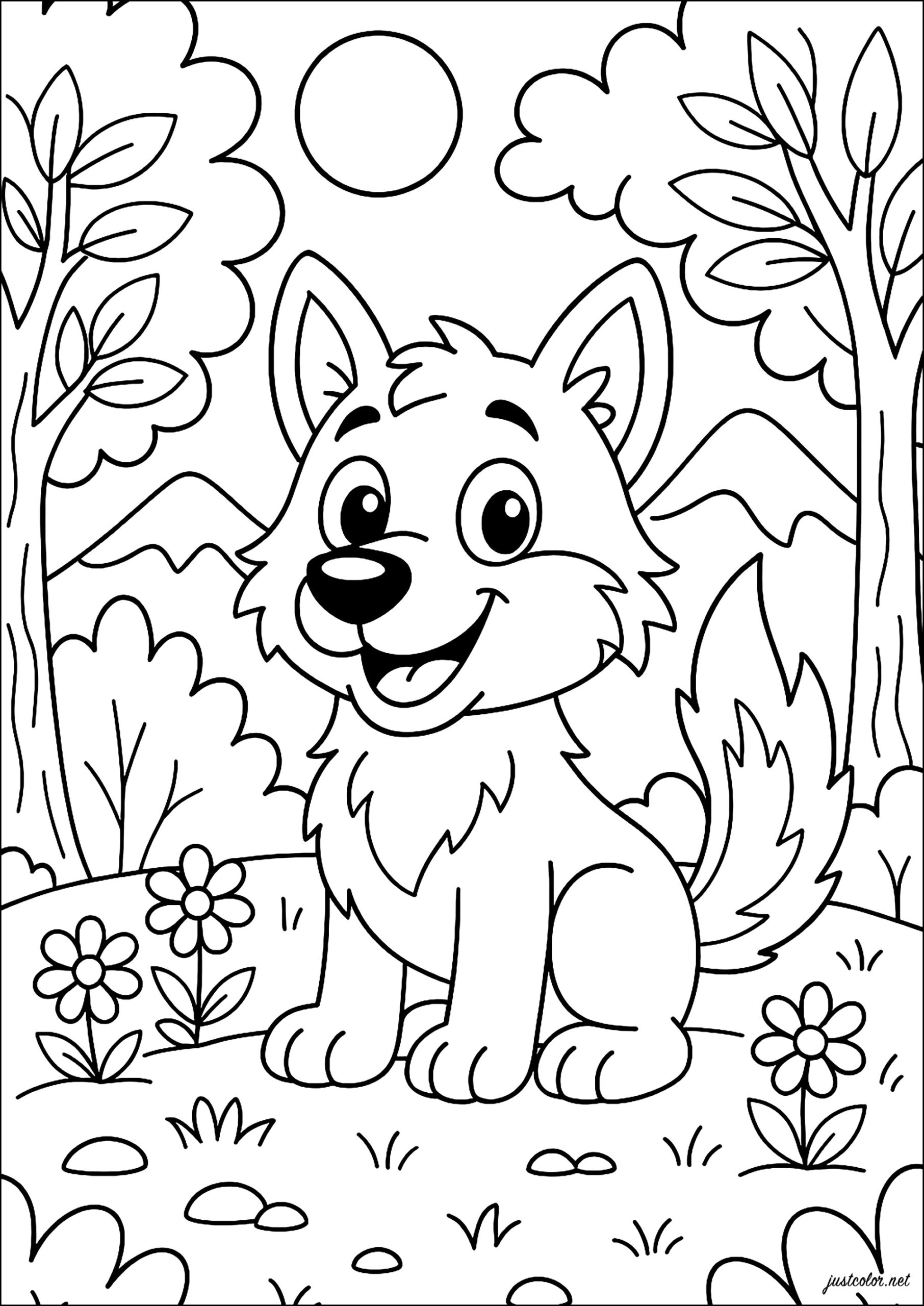 A Smiling Wolf In The Wild Wolf Coloring Pages A Smiling Wolf In The Wild Wolf Coloring Pages