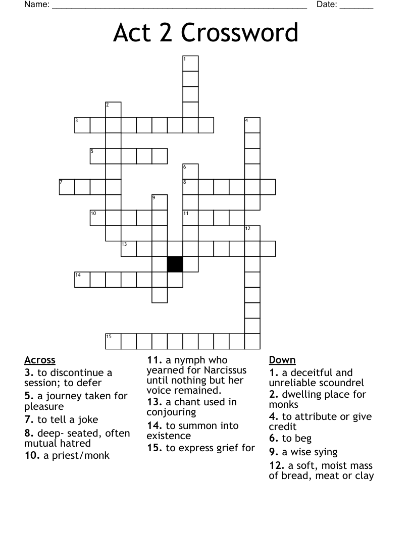 Act 2 Crossword WordMint