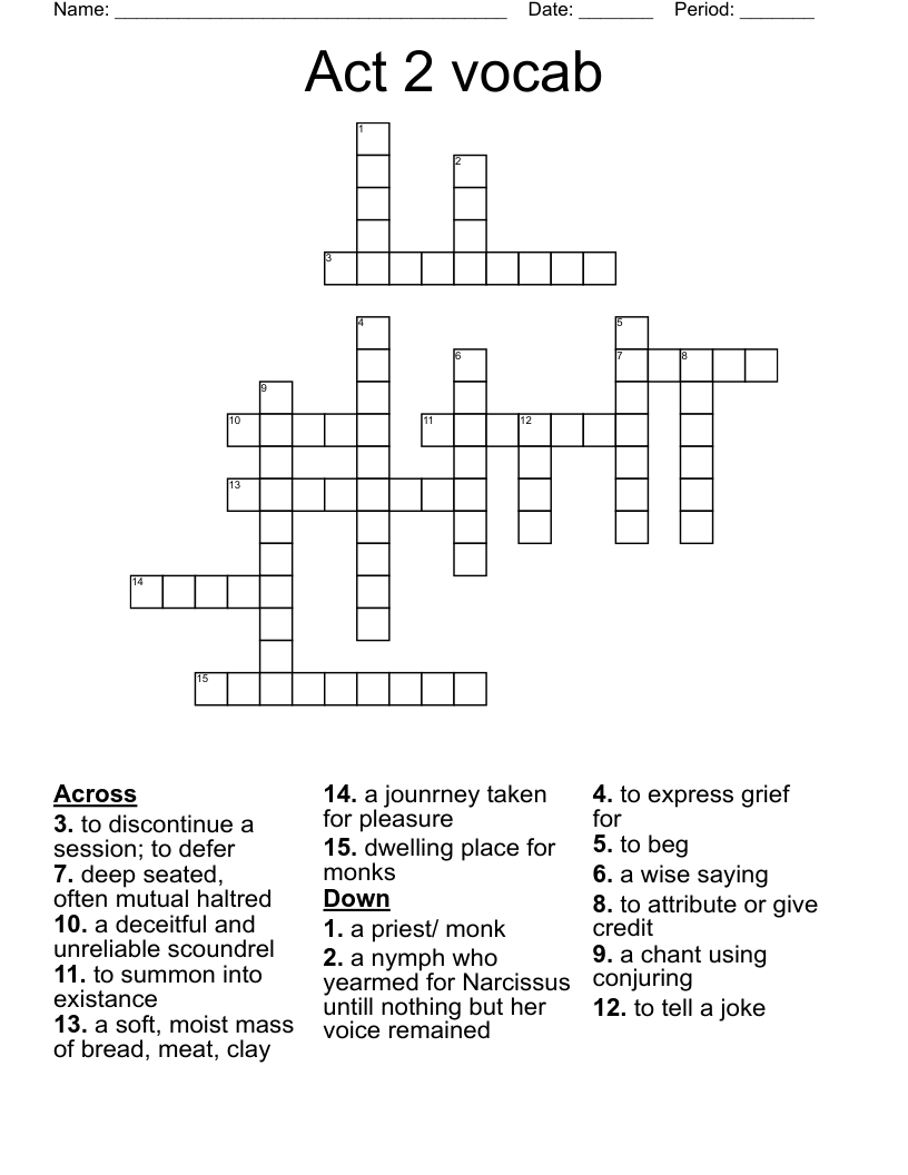 Act 2 Vocab Crossword WordMint Act 2 Vocab Crossword WordMint
