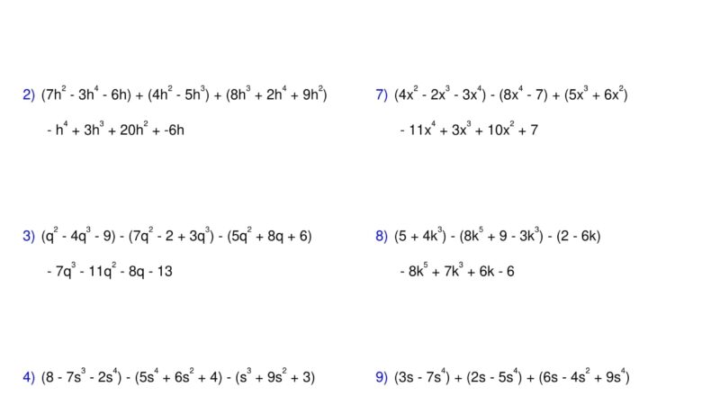 Adding And Subtracting Polynomials Worksheet 3 Polynomials Made By Teachers