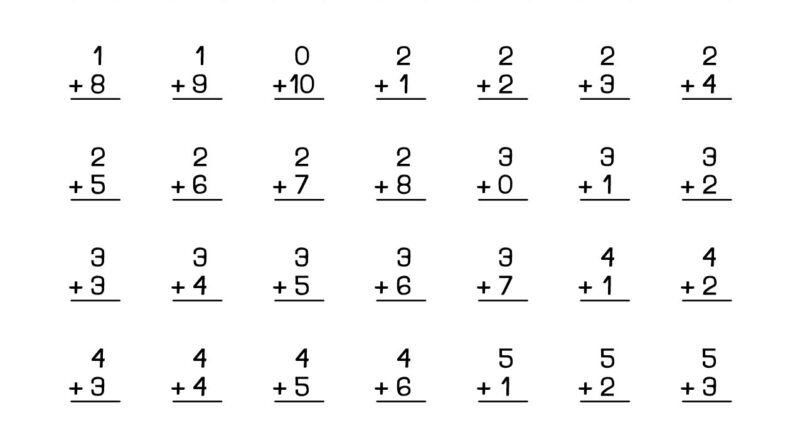 Addition Printout 1st Grade Math Worksheet Catholic