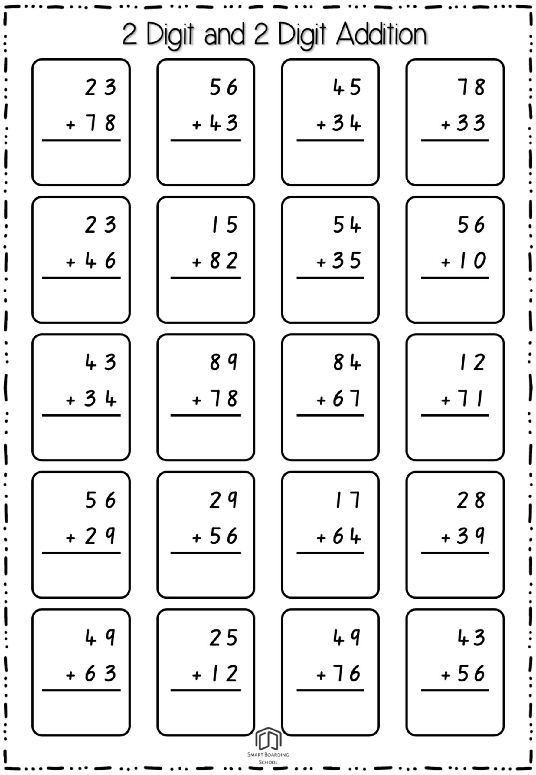 two digit addition worksheets