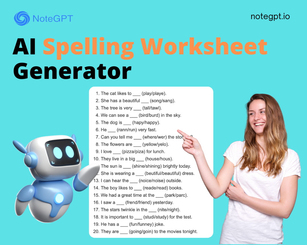 AI Spelling Worksheet Generator Free Online No Sign up