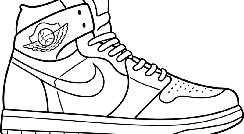 Air Jordan 1 Outline Coloring Page Easy Drawing Guides