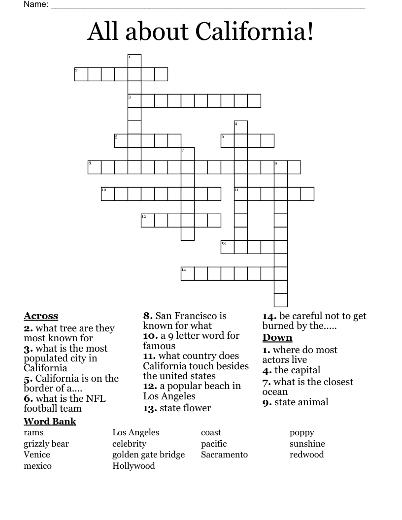 los angeles crossword puzzle answers