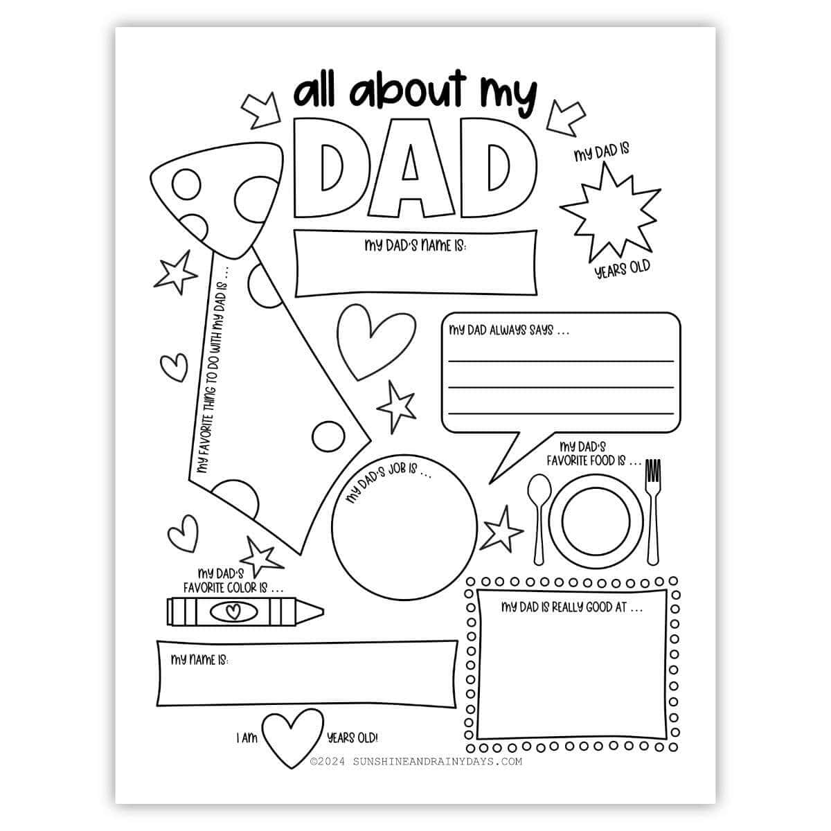 all about my dad printable