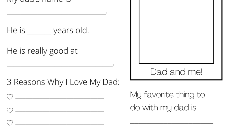 All About My Dad Papa Grandpa Free Printable Out Upon The Waters